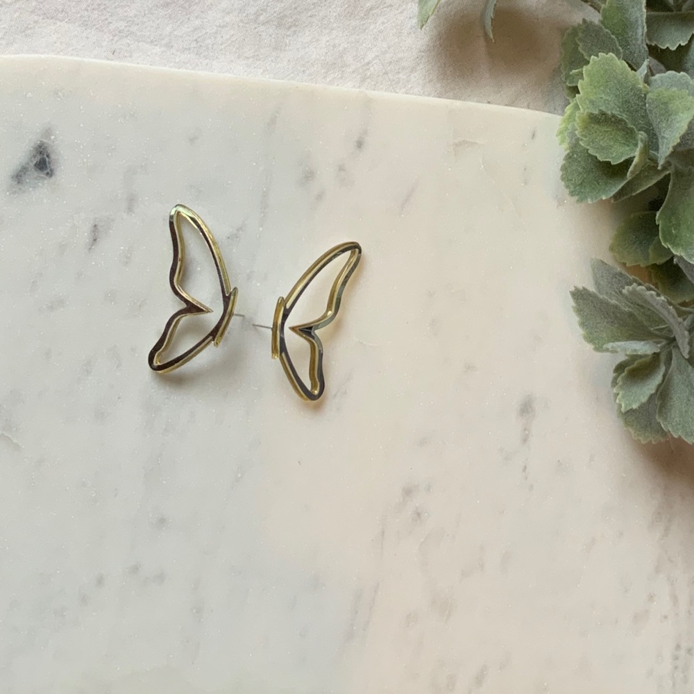 The Lola - Metallic Mirror Butterfly Wing Earrings - Picture 6 of 7